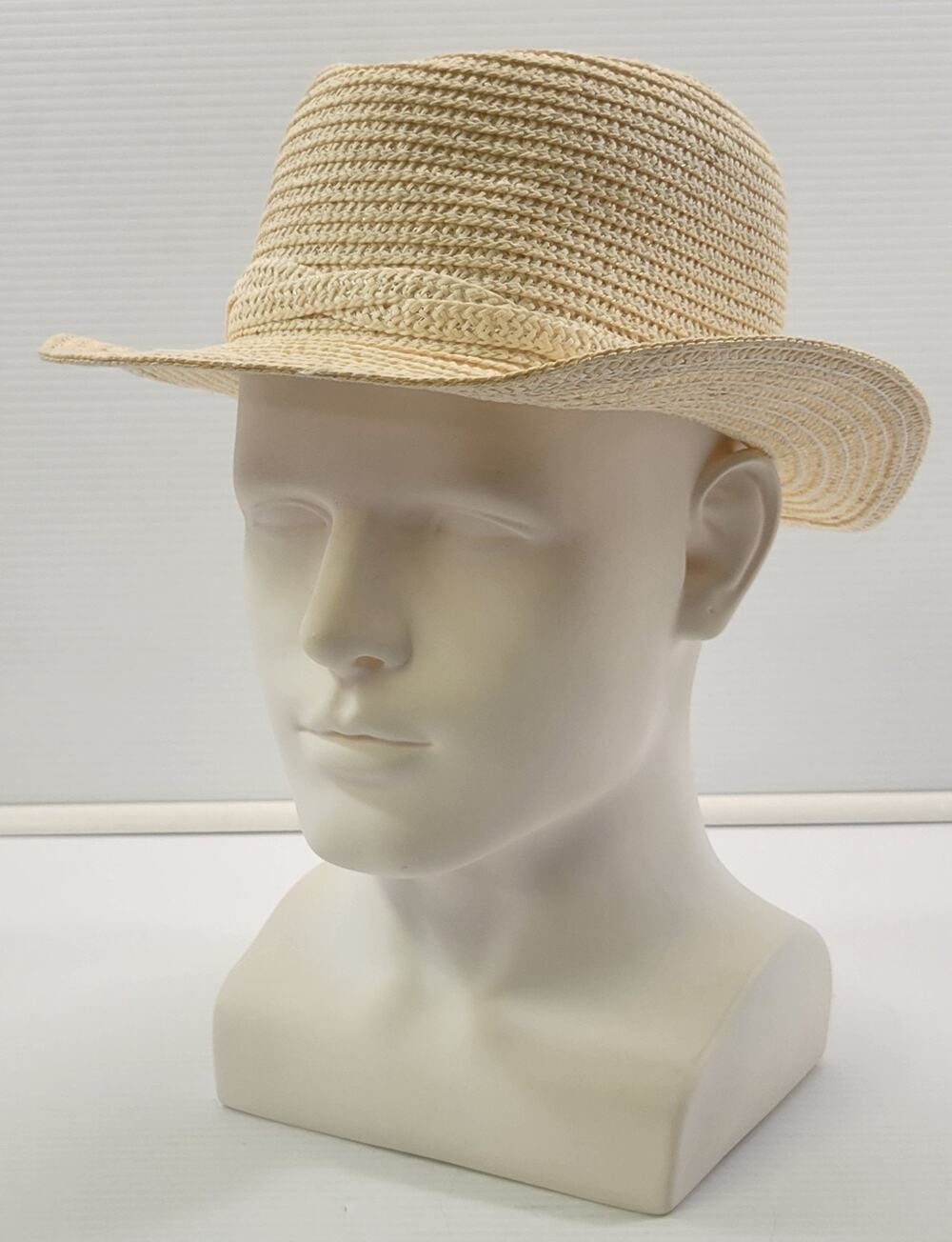 Paper Nylon Off-White Beige Beach Sun Hat Church Derby Halloween Costume Prop